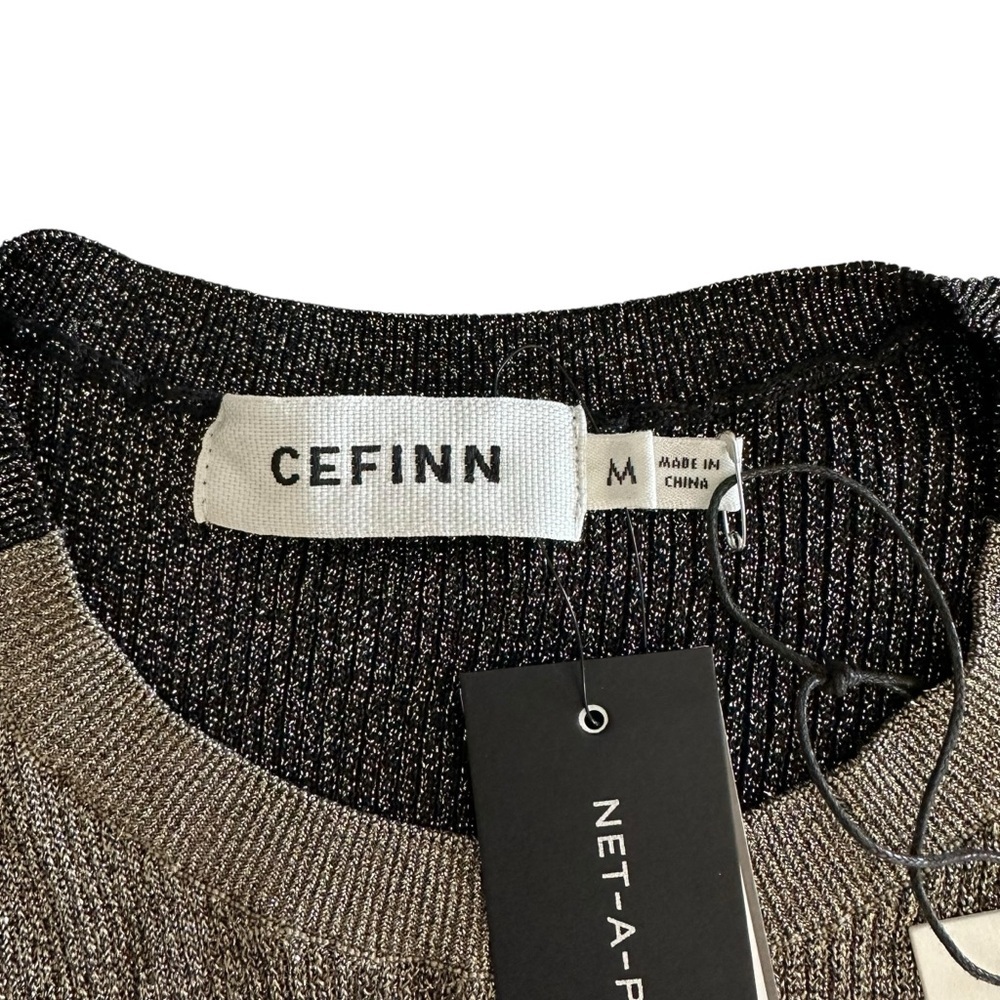 Nwt Cefinn Remi Lurex Bi-Color Crewneck Jumper Sweater Gold Metallic Uk M Us 6-8 — image 4 of 8